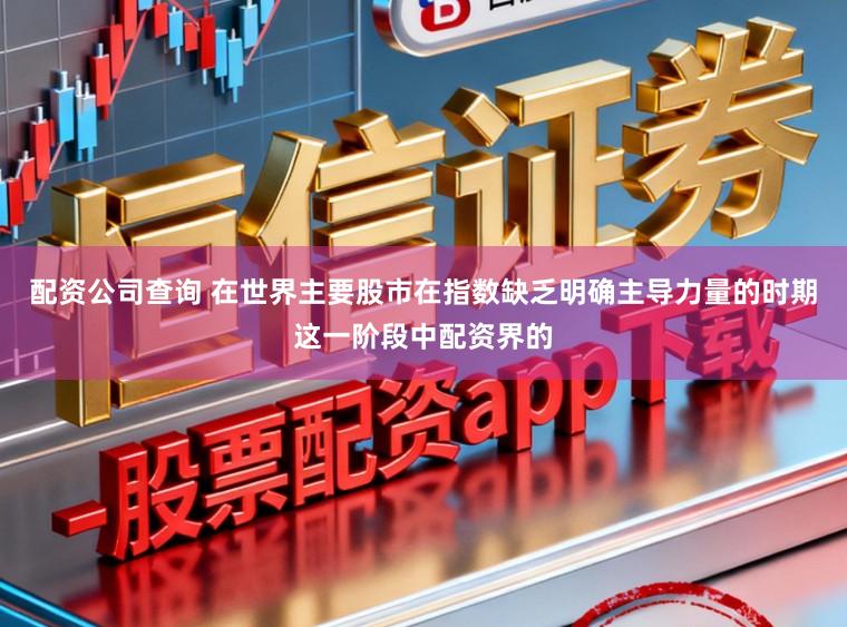 配资公司查询 在世界主要股市在指数缺乏明确主导力量的时期这一阶段中配资界的